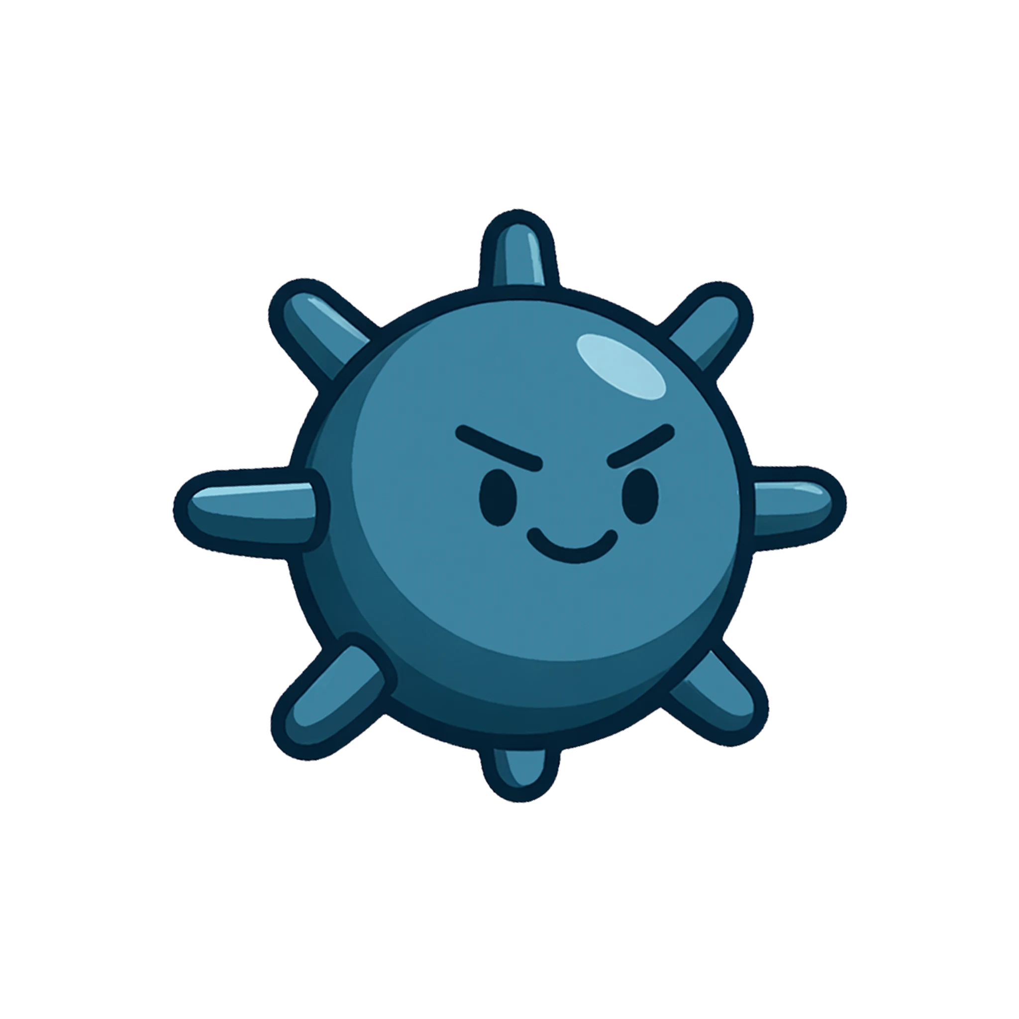 Blue mine enemy icon with a mischievous face and rounded spikes.